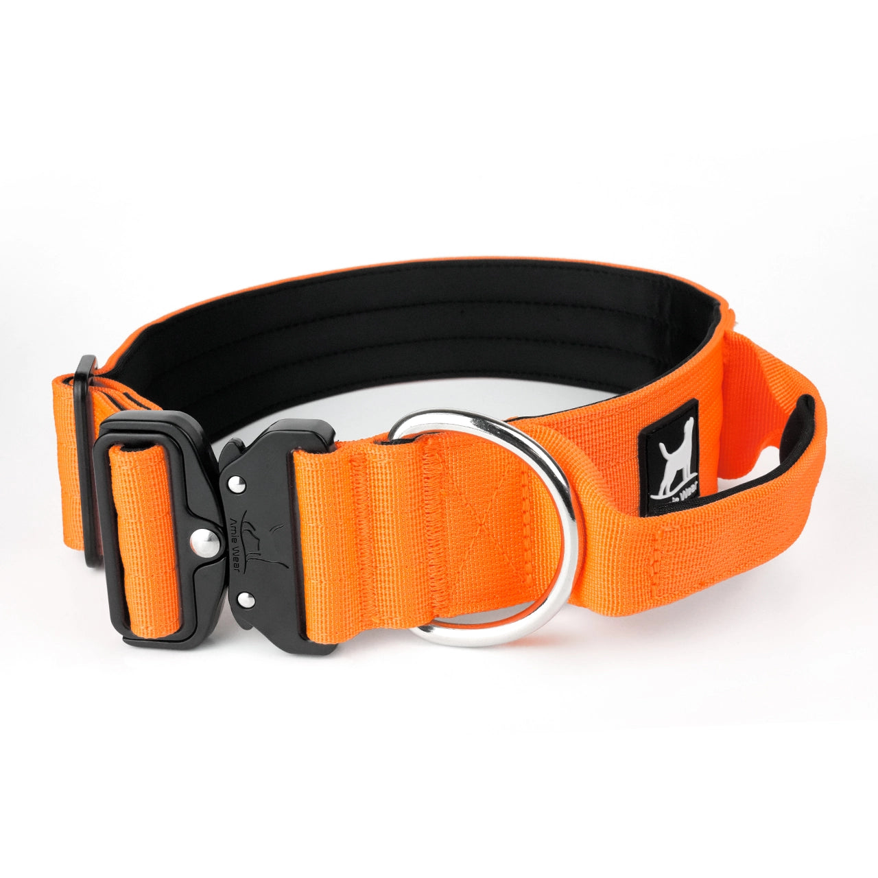 Breites taktisches Hundehalsband mit Griff – Orange