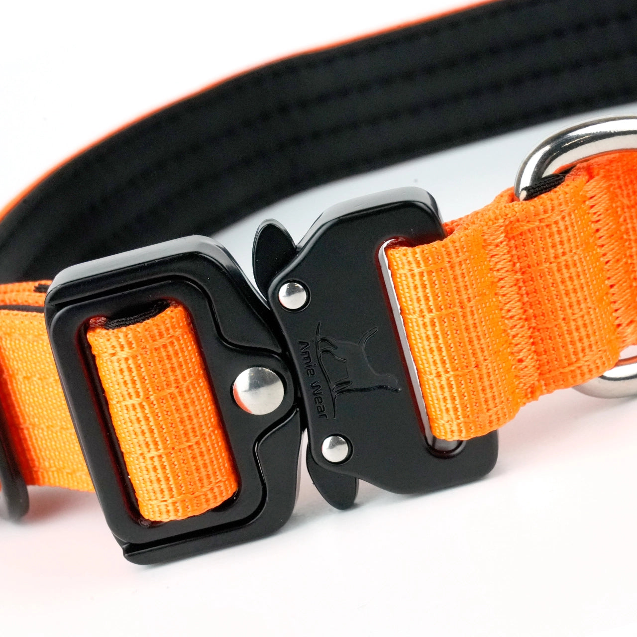 Schmales taktisches Hundehalsband mit Griff – Orange