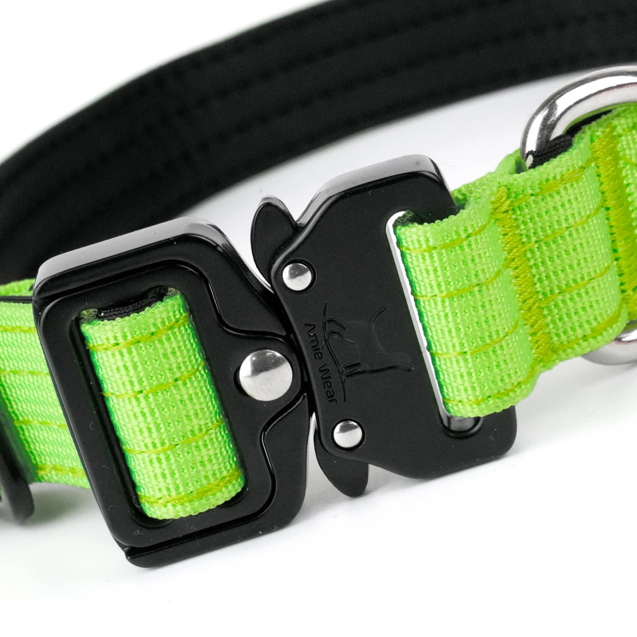 Schmales taktisches Hundehalsband mit Griff – Grün