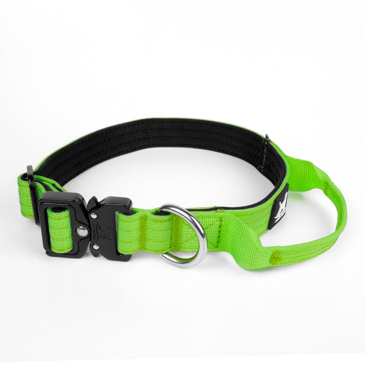 Schmales taktisches Hundehalsband mit Griff – Grün