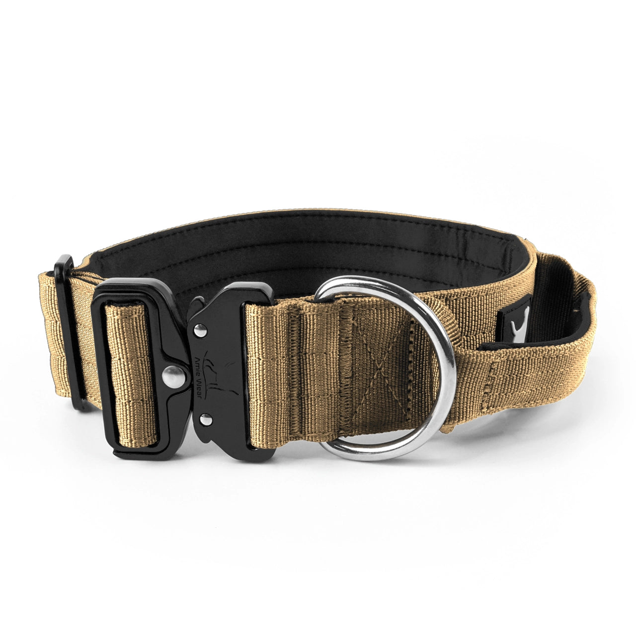 Breites taktisches Hundehalsband mit Griff – Beige