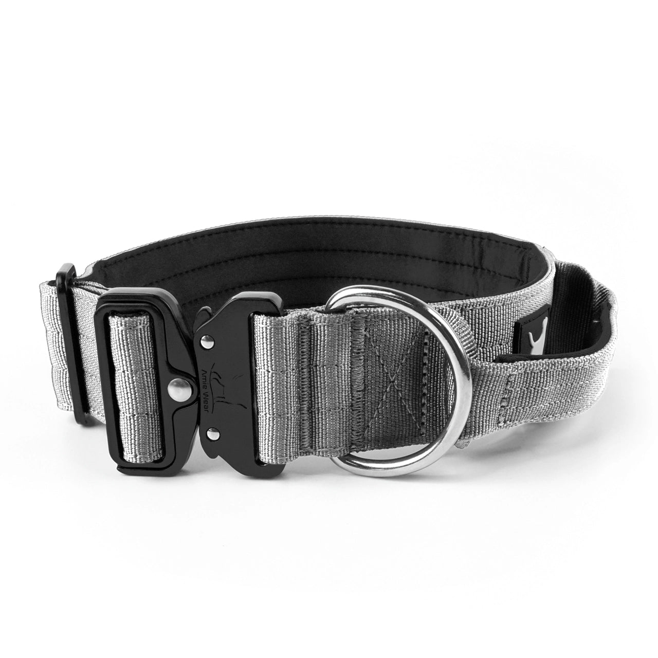 Breites taktisches Hundehalsband mit Griff – Hellgrau