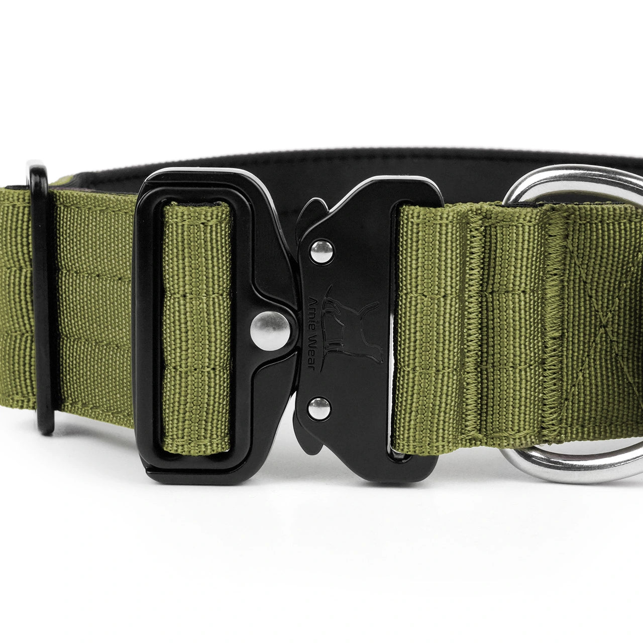Breites taktisches Hundehalsband mit Griff – Olivgrün