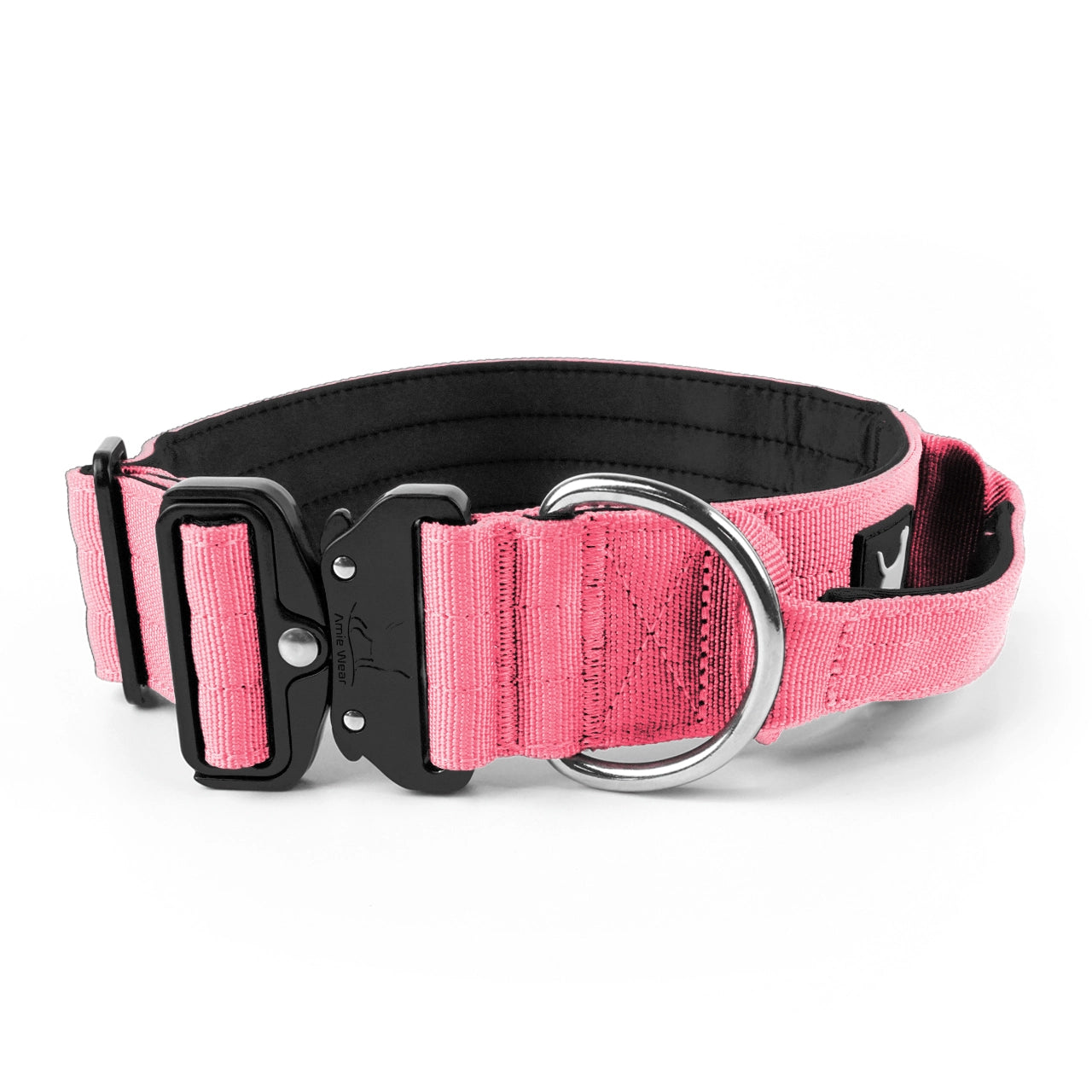 Breites taktisches Hundehalsband mit Griff – Rosa