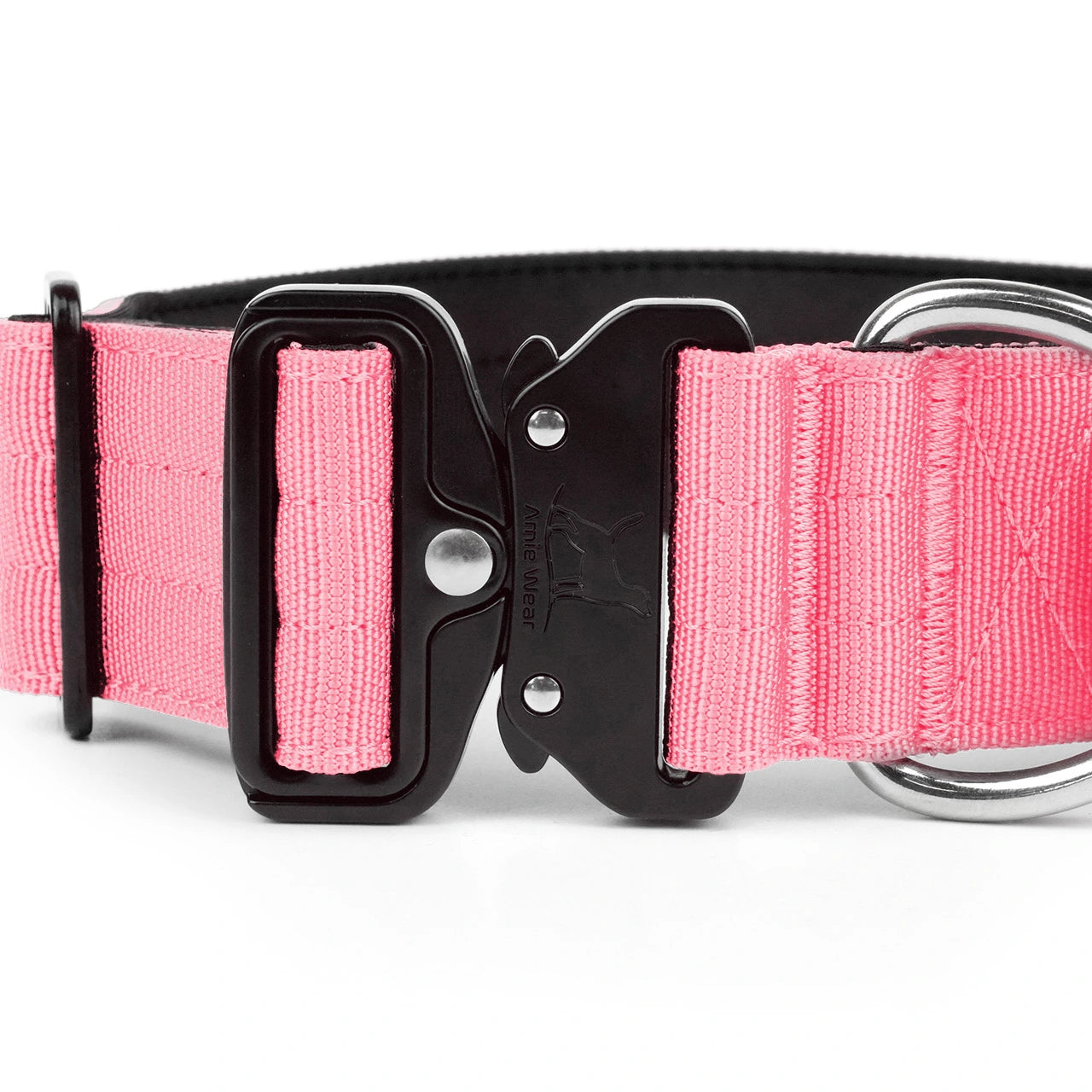 Breites taktisches Hundehalsband mit Griff – Rosa