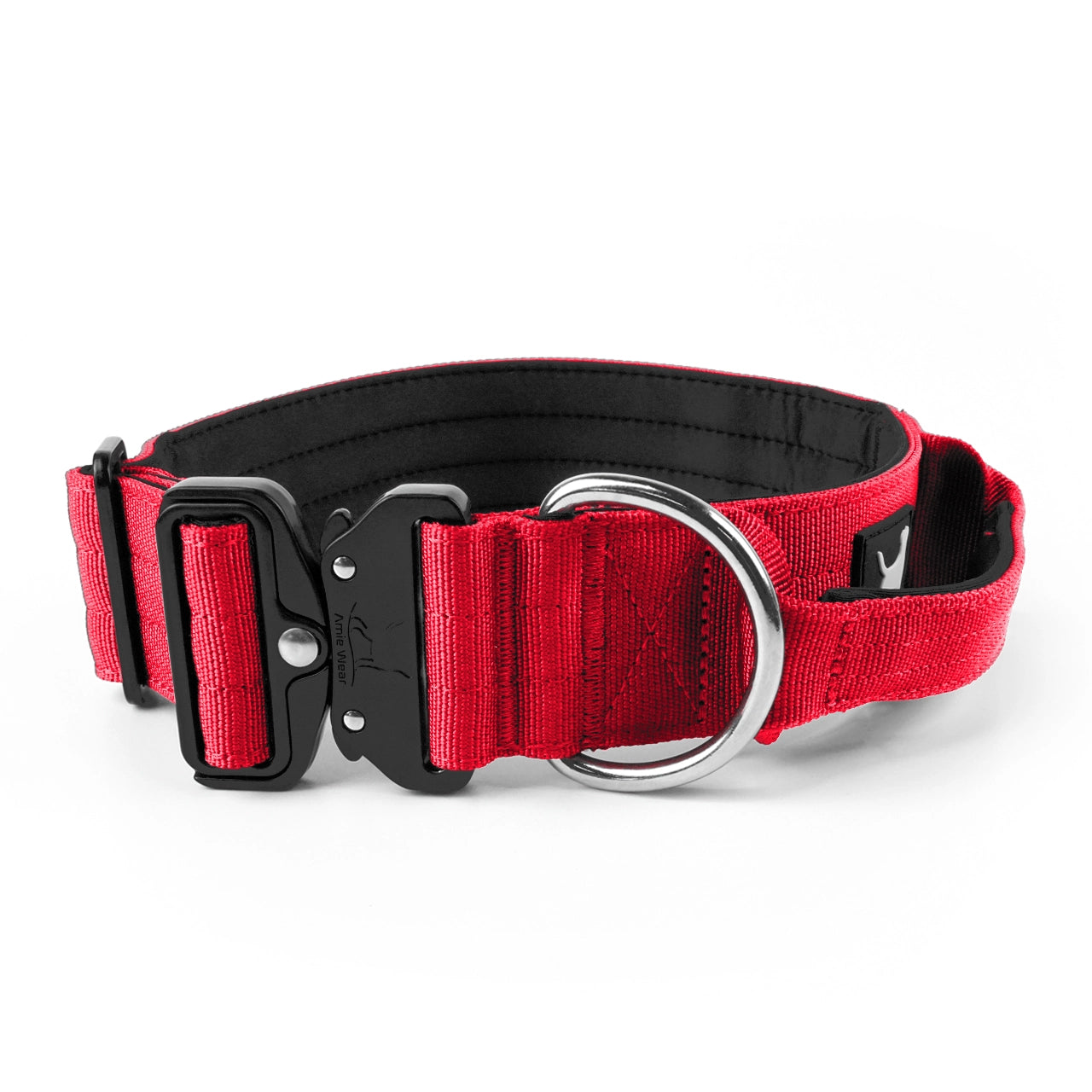 Breites taktisches Hundehalsband mit Griff – Rot