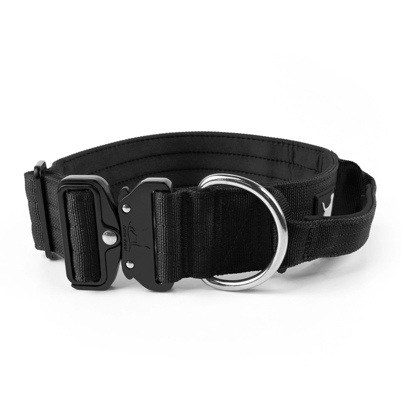 Breites taktisches Hundehalsband mit Griff – Schwarz