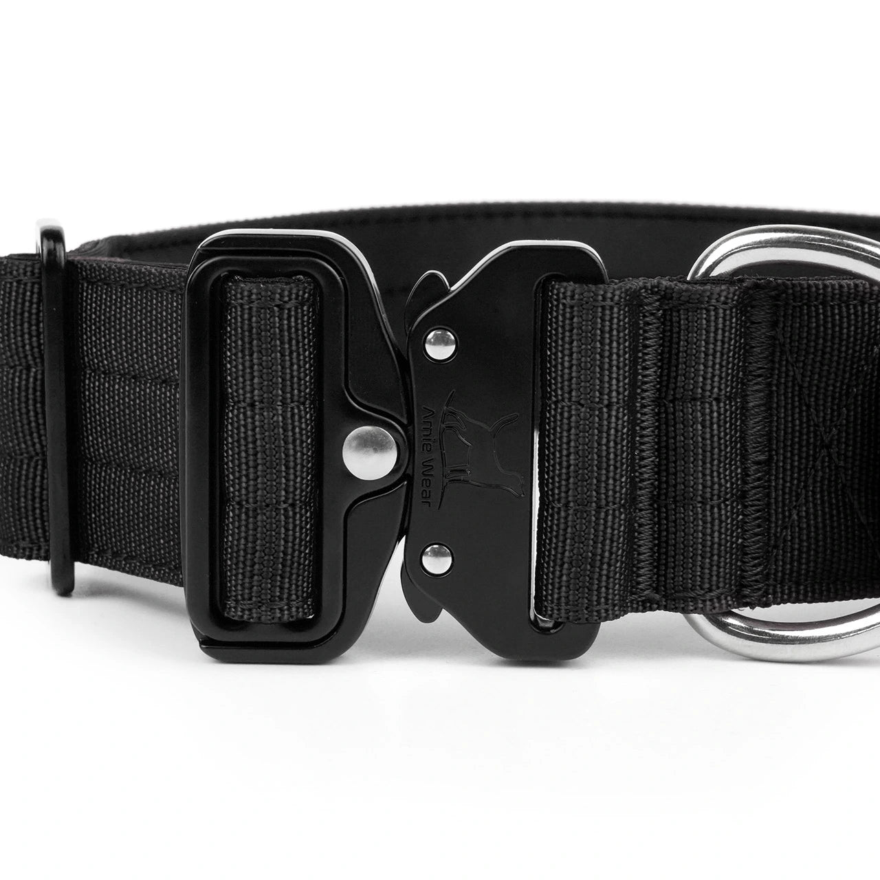 Breites taktisches Hundehalsband mit Griff – Schwarz