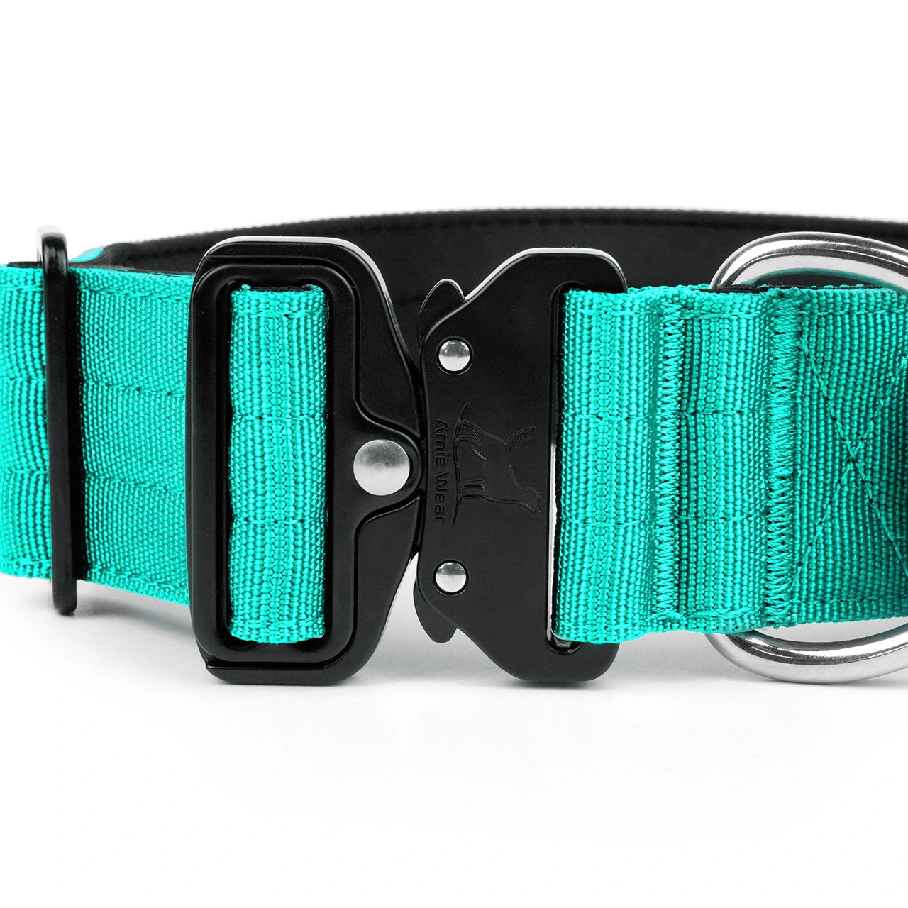 Breites taktisches Hundehalsband mit Griff – Türkisblau