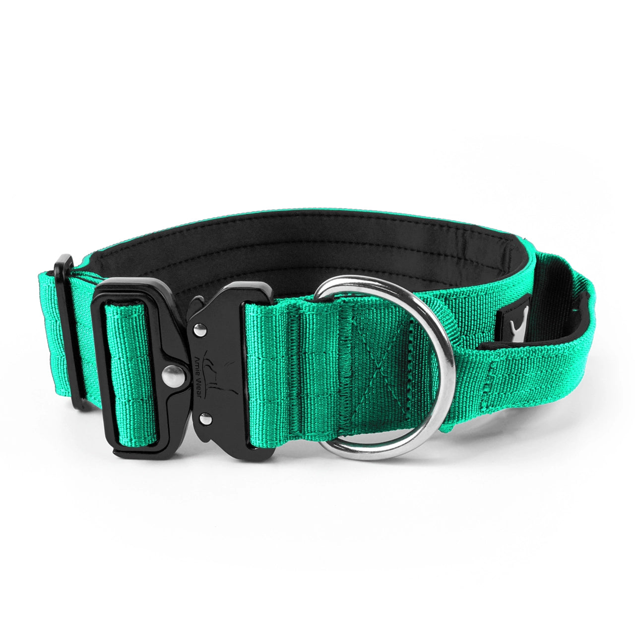 Breites taktisches Hundehalsband mit Griff – Türkisgrün