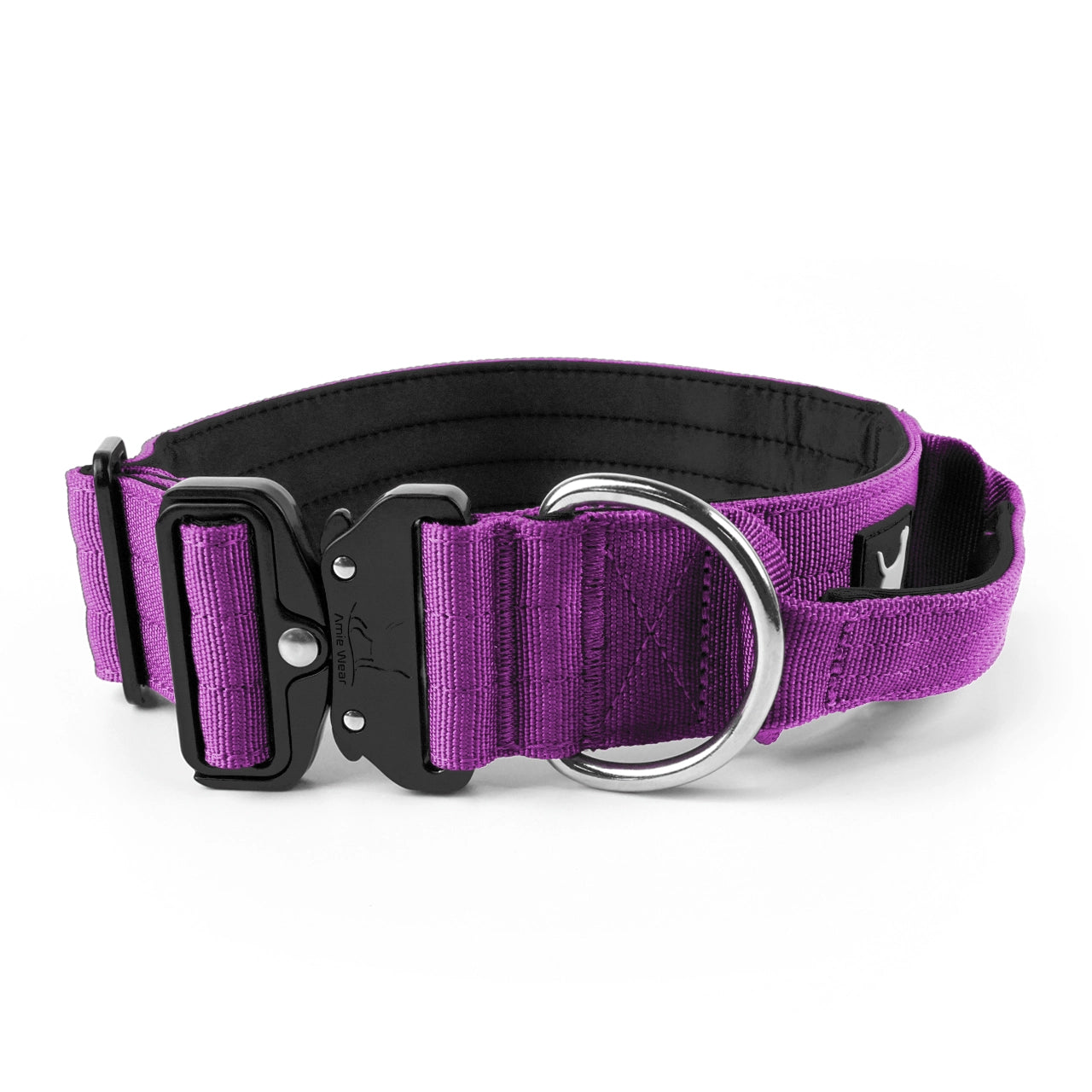 Breites taktisches Hundehalsband mit Griff – Violett