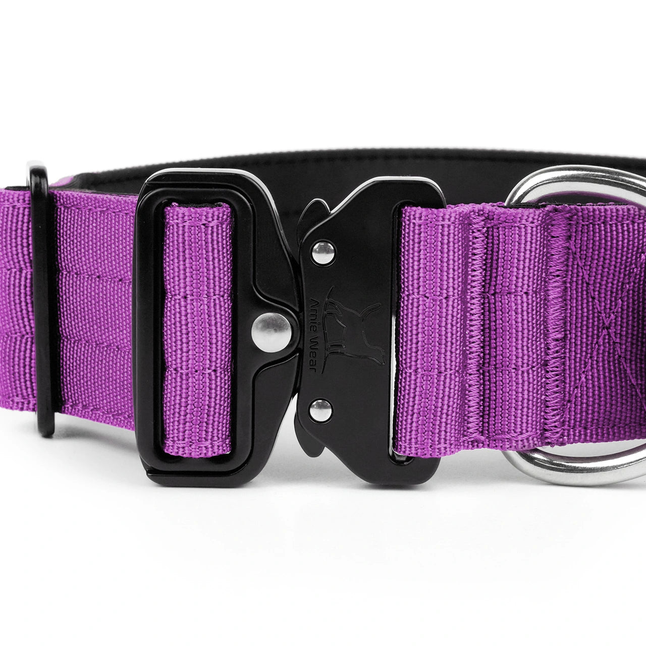 Breites taktisches Hundehalsband mit Griff – Violett
