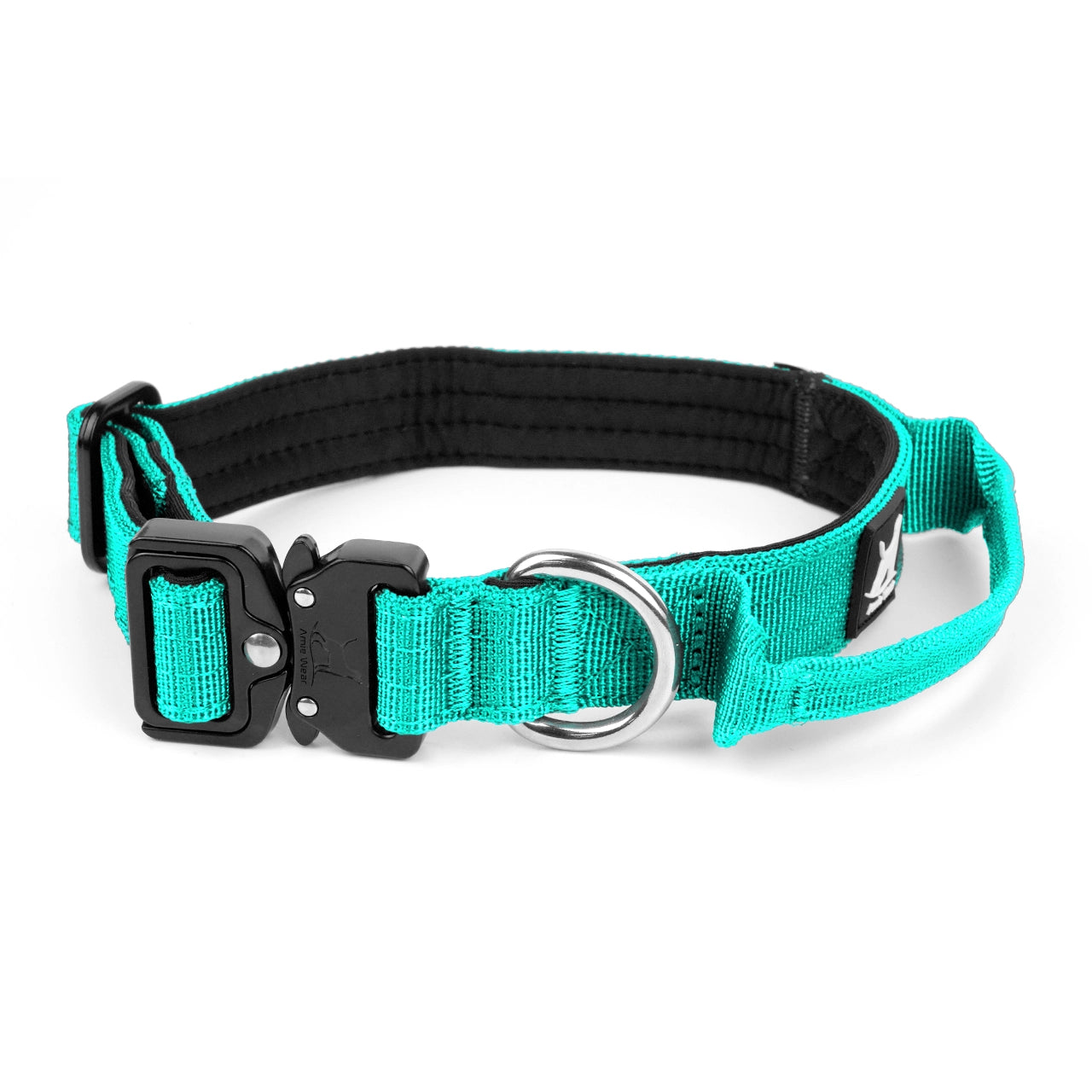 Schmales taktisches Hundehalsband mit Griff – Schwarz