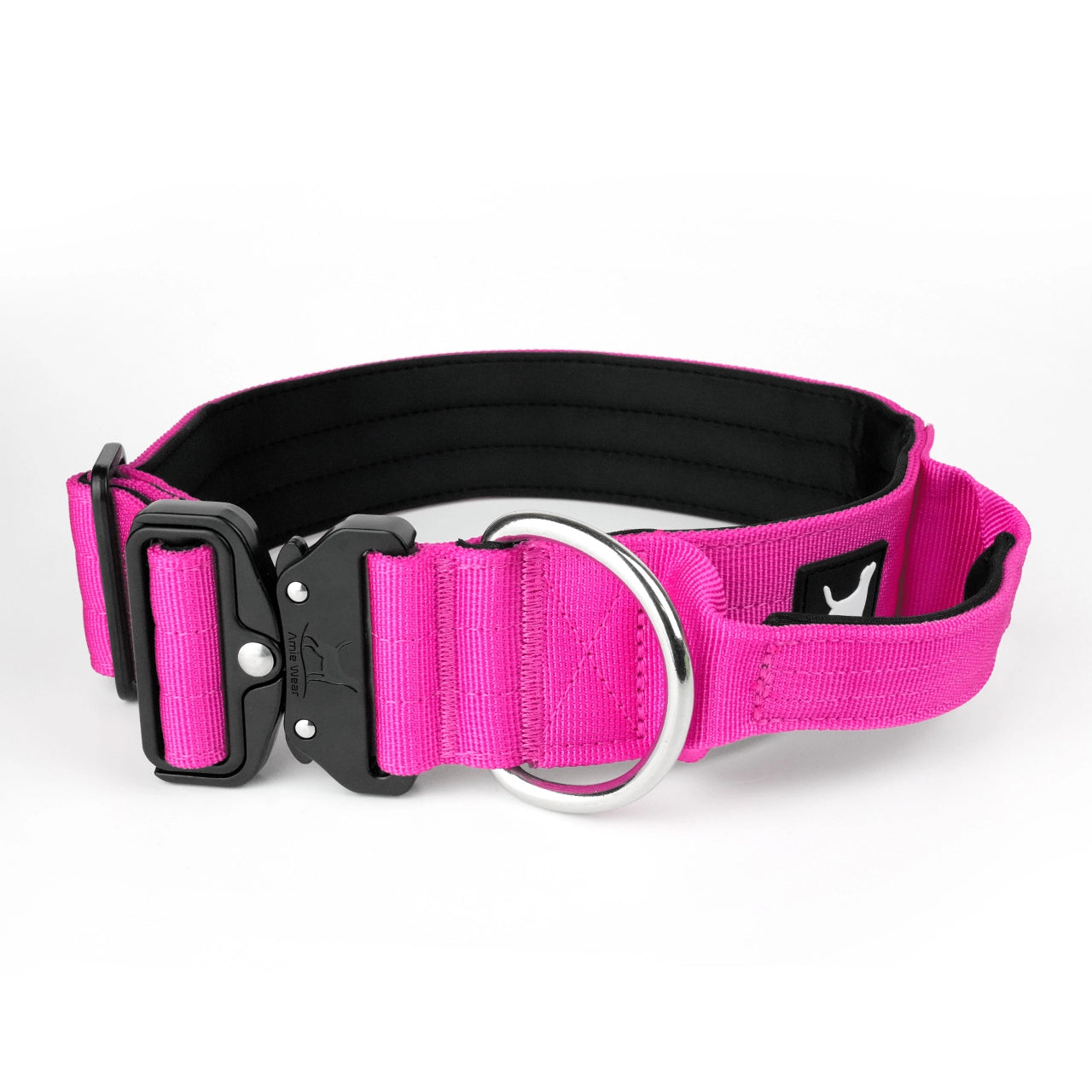 Breites taktisches Hundehalsband mit Griff – Magenta