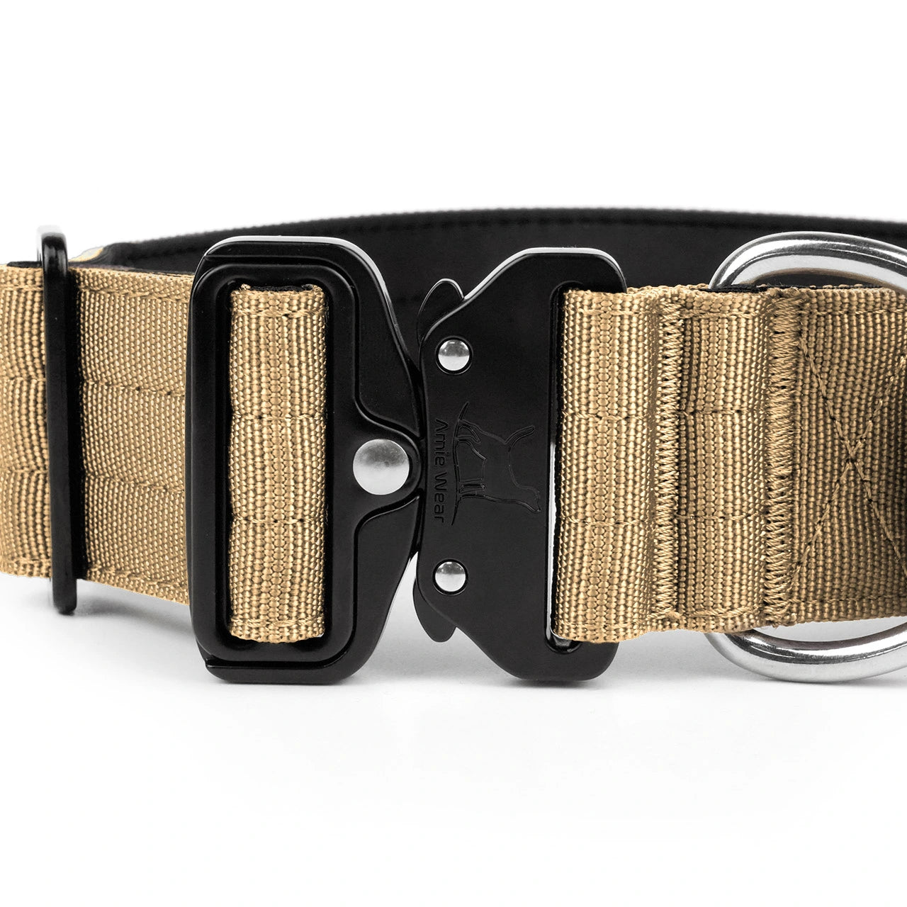 Breites taktisches Hundehalsband mit Griff – Beige